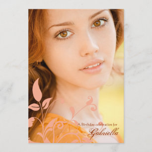 Graceful Leaflets Photo Invitation Kaart
