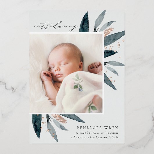 Graceful Leaves | Aankondiging Folie geboorte (Voorkant)