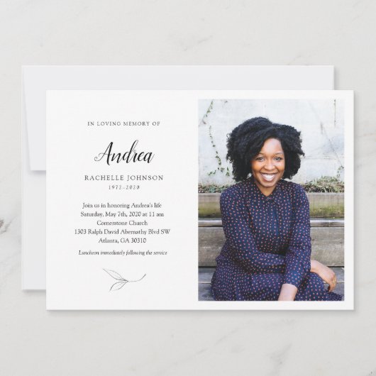 Graceful Leaves Memorial Invorial met foto Kaart (Voorkant)