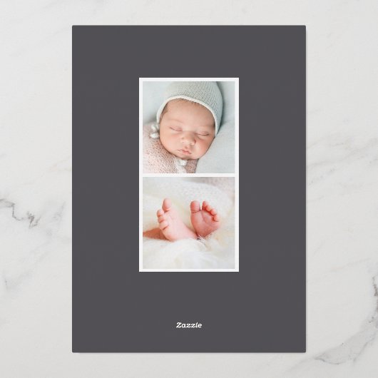 Graceful Leaves Roos Gold Foil Birth Notice Folie Uitnodiging (Achterkant)