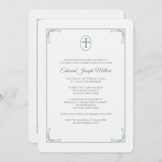 Graceful Lijst Religieuze Uitnodiging (Voorkant / Achterkant)