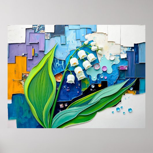 Graceful Lily of the Valley in het moderne Abstrac Poster (Voorkant)