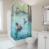 Graceful Mallards: een vrouwelijke ontsnapping Douchegordijn (In situ)