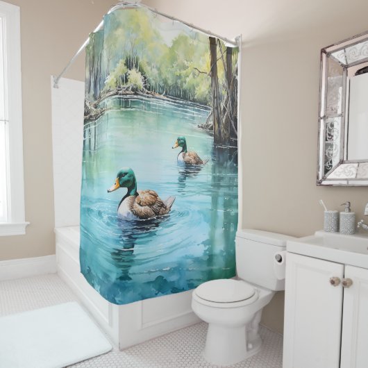 Graceful Mallards: een vrouwelijke ontsnapping Douchegordijn (In situ)