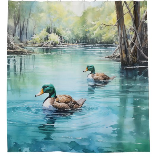 Graceful Mallards: een vrouwelijke ontsnapping Douchegordijn (Voorkant)