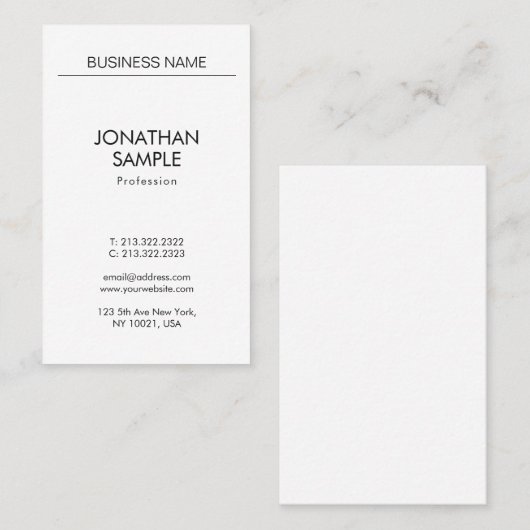 Graceful minimalist Professional Vertical Modern Visitekaartje (Voorkant / Achterkant)