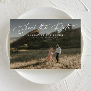 Graceful Modern Calligraphy Full Photo Save The Date