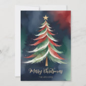 Graceful Modern Colorful Abstract Christmas Tree Feestdagenkaart (Voorkant)