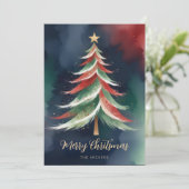 Graceful Modern Colorful Abstract Christmas Tree Feestdagenkaart (Staand voorkant)