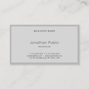 Graceful Modern Elegant Grey Simple Cool Plain Top Visitekaartje