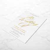 Graceful Modern Script Weddenschap White Gold Folie Uitnodiging (Gedraaid)