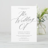 Graceful Modern Script Wedding Kaart (Staand voorkant)