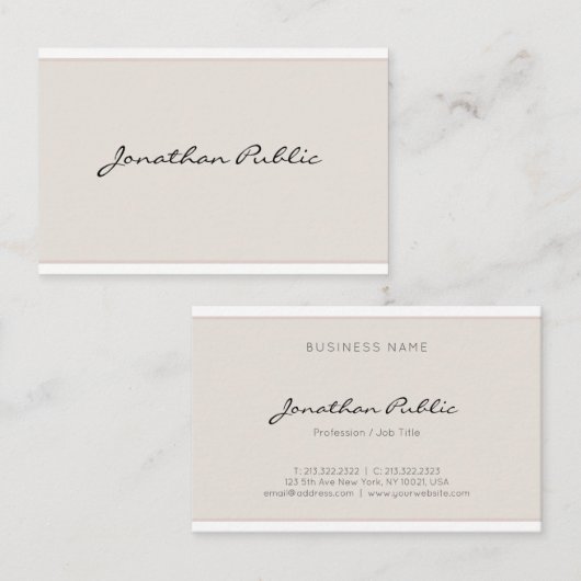 Graceful Modern Sleek Elegant Minimalist Top Plain Visitekaartje (Voorkant / Achterkant)