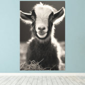Graceful Monochromatische Expressieve Baby Geitenp Canvas Afdruk (Insitu (Houten vloer))