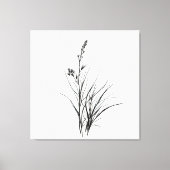 Graceful Monochrome Gedetailleerde Reeds Schetstek Canvas Afdruk (Voorkant)