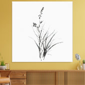 Graceful Monochrome Gedetailleerde Reeds Schetstek Canvas Afdruk (Insitu (Woonkamer))