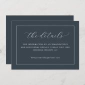 Graceful Navy Calligraphy Informatiekaartje (Voorkant / Achterkant)