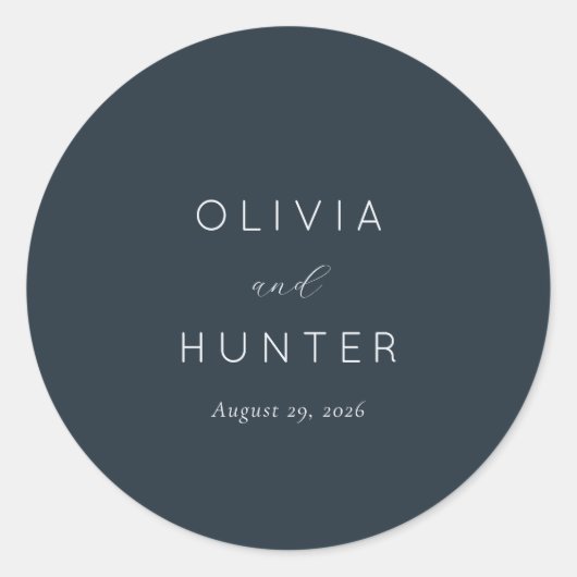 Graceful Navy Calligraphy Ronde Sticker (Voorkant)