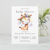 Graceful Online Giraffe Baby shower Kaart (Staand voorkant)