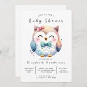 Graceful Online Owl Baby shower Kaart (Voorkant / Achterkant)