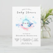 Graceful Online Whale Baby shower Kaart (Staand voorkant)