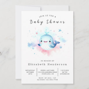 Graceful Online Whale Baby shower Kaart