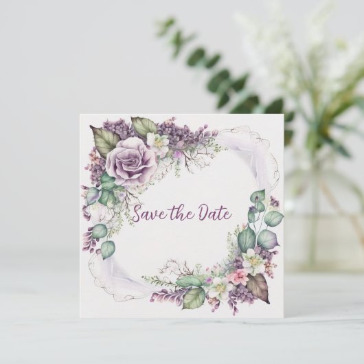Graceful Painted Floral Save the Date (Staand voorkant)