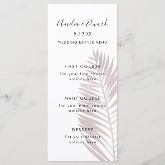 Graceful Palms Bruiloft Menu Kaart (Voorkant)