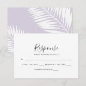 Graceful Palms Bruiloft RSVP Kaart in Violet (Voorkant / Achterkant)