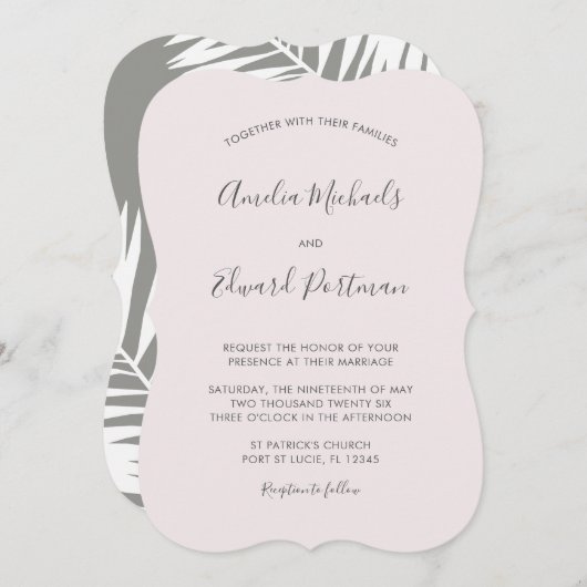 Graceful Palms Wedding Invitation Kaart (Voorkant / Achterkant)