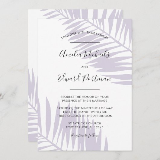 Graceful Palms Wedding Invitation Kaart (Voorkant / Achterkant)