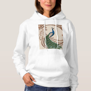Graceful Peacock: Art Nouveau Vector Art Hoodie