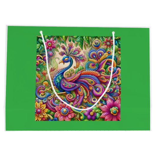 "Graceful Peacock-Theme Gift Bag Groot Cadeauzakje (Achterkant)