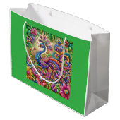 "Graceful Peacock-Theme Gift Bag Groot Cadeauzakje (Achterkant Gekanteld)
