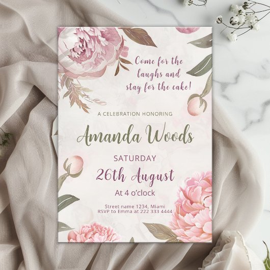 Graceful Peony Elegance Verjaardagsviering Kaart