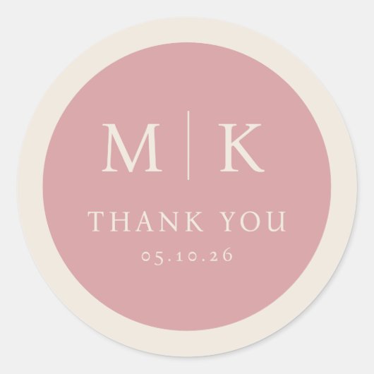 Graceful Pink Calligraphy Circle Ronde Sticker (Voorkant)