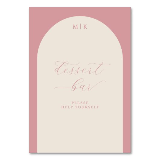 Graceful Pink Calligraphy Dessert Bar Kaart (Voorkant)