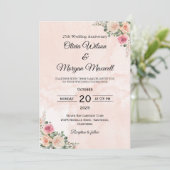 Graceful Pink Cream Floral Wedding Anniversary  Kaart (Staand voorkant)