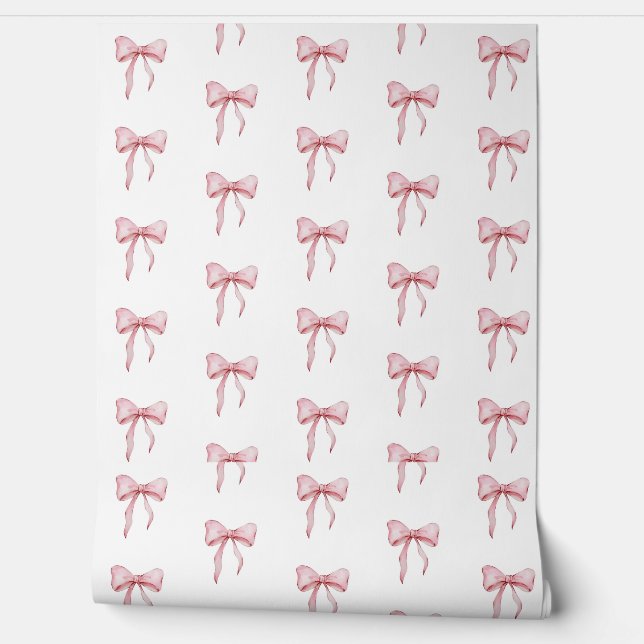 Graceful Pink Ribbon Pattern Behang (Afrollen)
