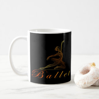 Graceful Pose of a Golden Line Art Ballerina Koffiemok