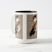 Graceful Power, Vrouw Karate Athlete, minimalistis Tweekleurige Koffiemok (Voorkant links)