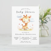 Graceful Printable Giraffe Baby shower Kaart (Staand voorkant)