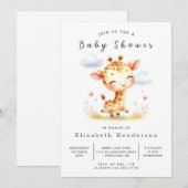 Graceful Printable Giraffe Baby shower Kaart (Voorkant / Achterkant)