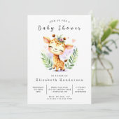 Graceful Printable Giraffe Baby shower Kaart (Staand voorkant)