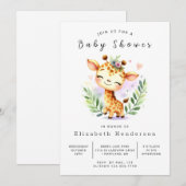 Graceful Printable Giraffe Baby shower Kaart (Voorkant / Achterkant)