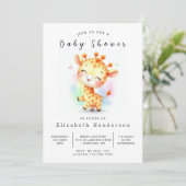 Graceful Printable Giraffe Baby shower Kaart (Staand voorkant)
