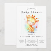 Graceful Printable Giraffe Baby shower Kaart (Voorkant / Achterkant)