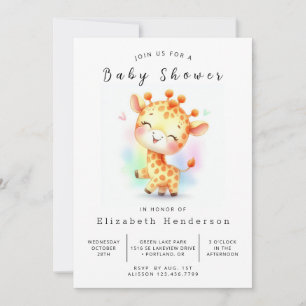 Graceful Printable Giraffe Baby shower Kaart