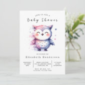 Graceful Printable Owl Baby shower Kaart (Staand voorkant)
