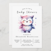 Graceful Printable Owl Baby shower Kaart (Voorkant / Achterkant)